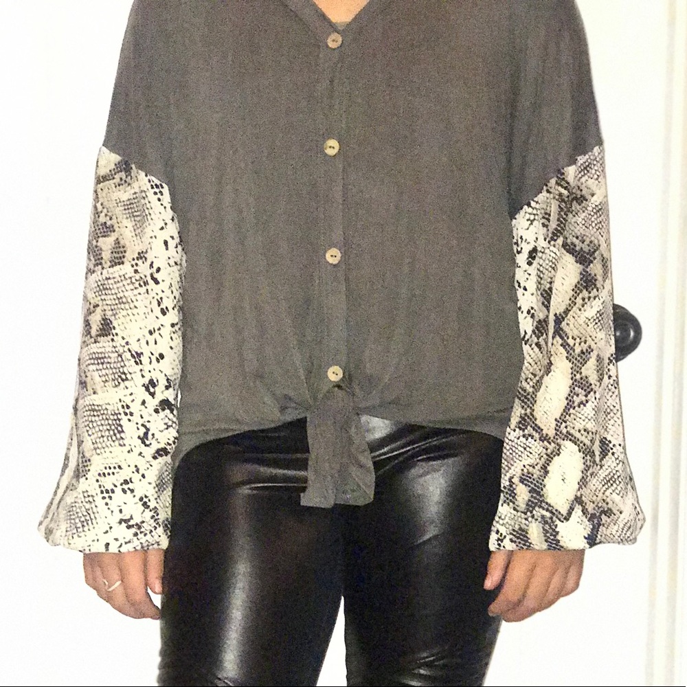 Button-Down Snake Skin Top